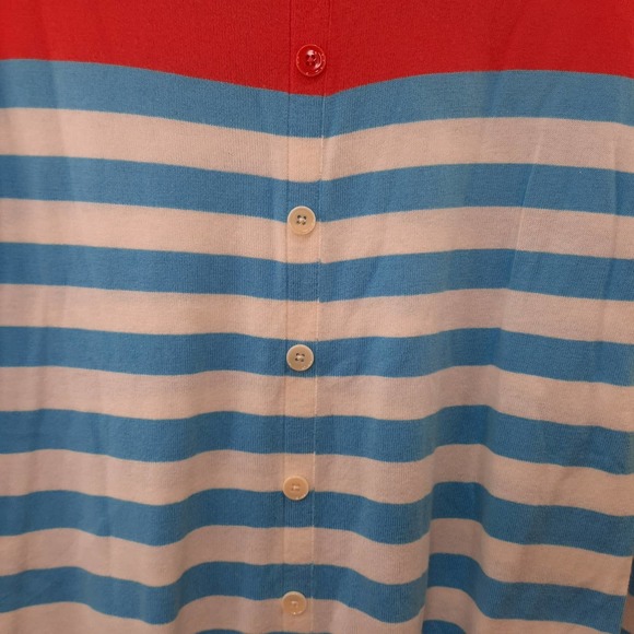 Talbots| Blue & Coral Lightweight Button Sweater Size L - Picture 4 of 6